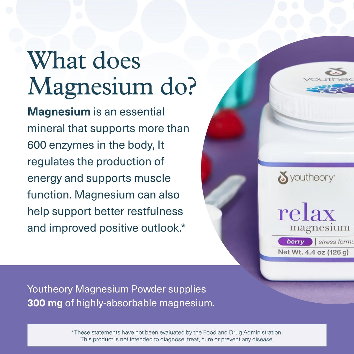 Youtheory Relax Magnesium Powder, Berry - 21-Day Supply - image 4
