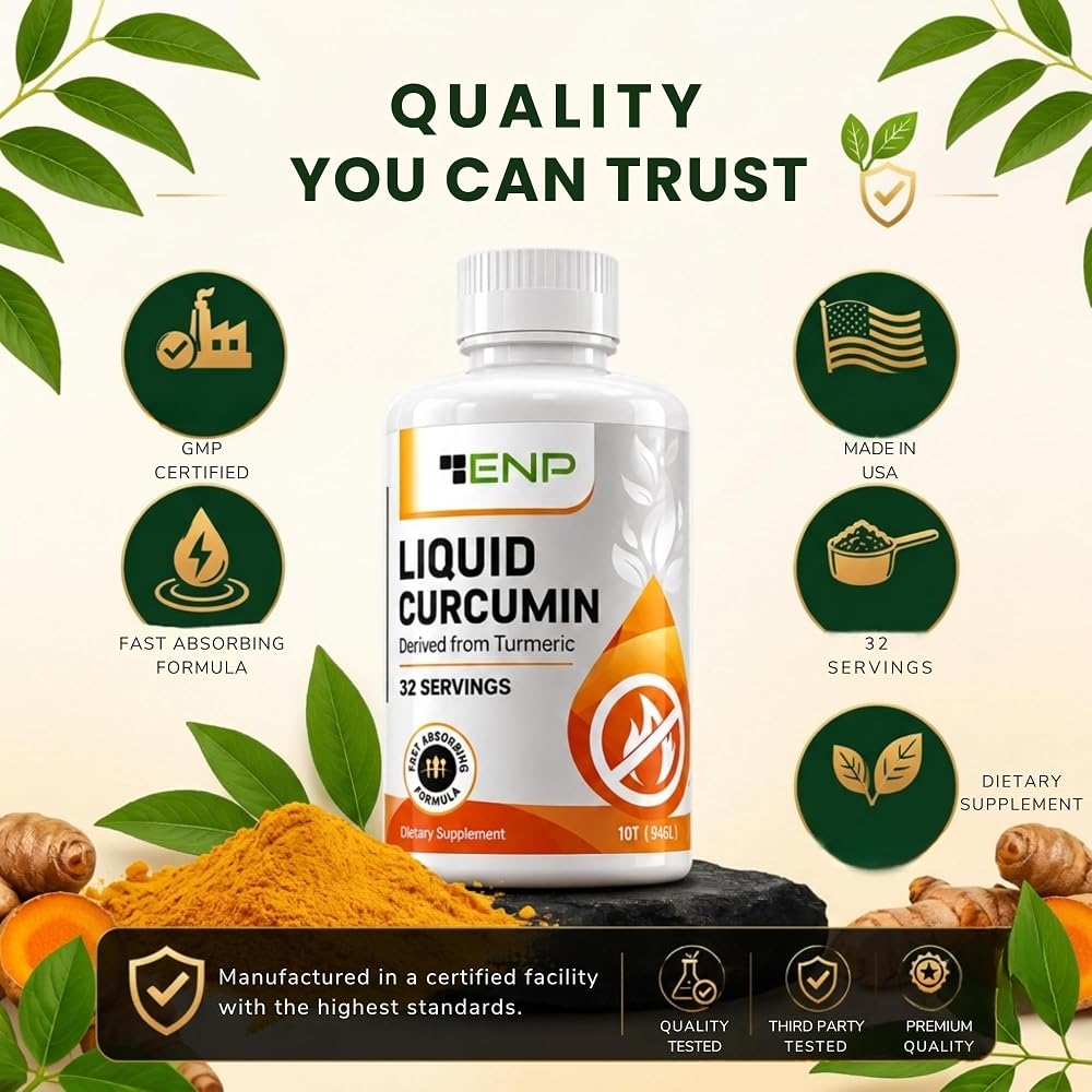 ENP Liquid Turmeric Curcumin with Cavacurmin for Joint Support - 32 Fl Oz - image 8