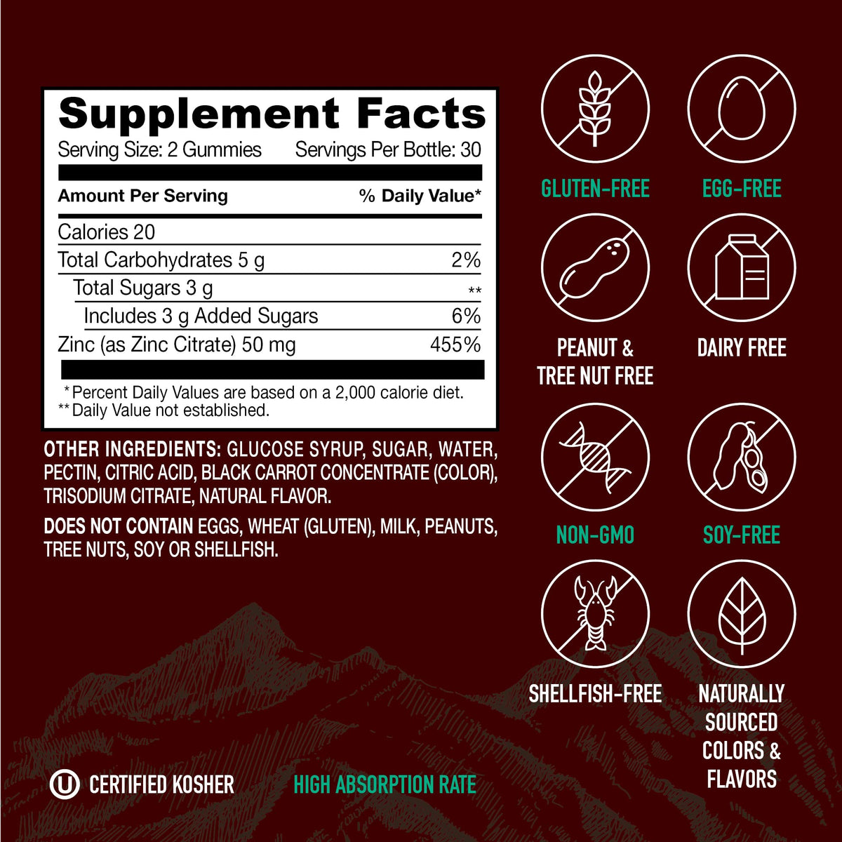 YUM-V'S Strong Earth Zinc Gummies 50 mg - 60 Count - image 6