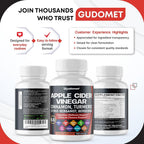 GUDOMET Apple Cider Vinegar 11-in-1 with Cinnamon & Turmeric - 150 Capsules - image 9