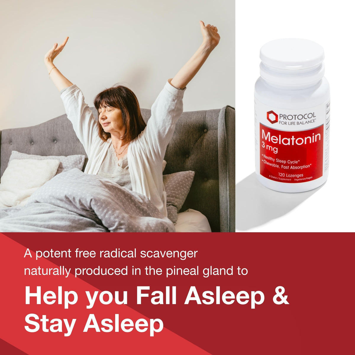 PROTOCOL FOR LIFE BALANCE Melatonin 3mg Chewable Sleep - 120 Lozenges - image 3