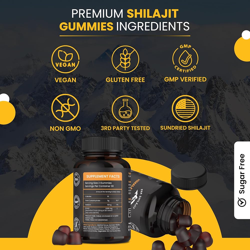 PakShilajit Pure Himalayan Shilajit Gummy Energy & Immunity - 60 Gummies - image 5