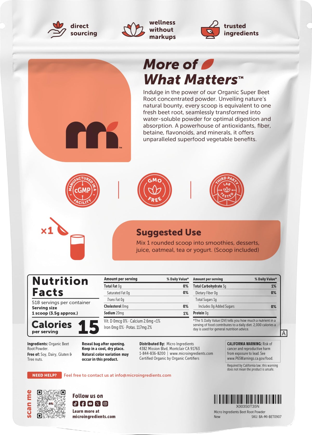 Micro Ingredients Organic Beet Root Powder - 64 oz - image 7