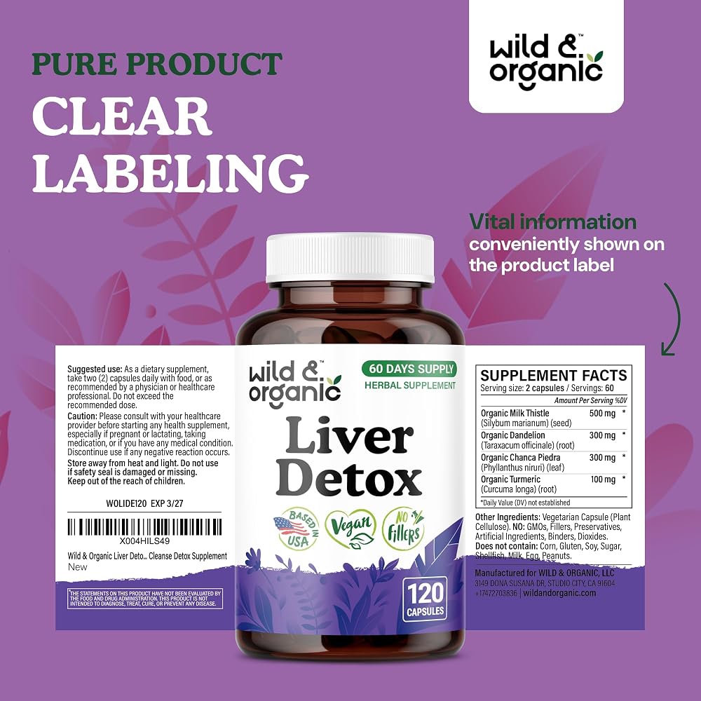Wild & Organic Liver Detox Capsules - Liver Cleanse Support