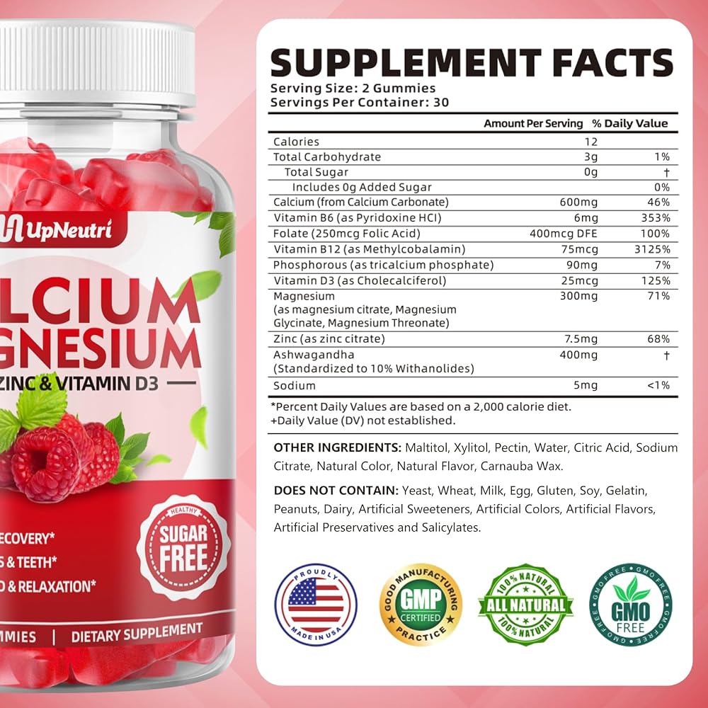 UPNEUTRI Calcium Magnesium Zinc Vitamin D3 Gummies - 60 Count - image 2