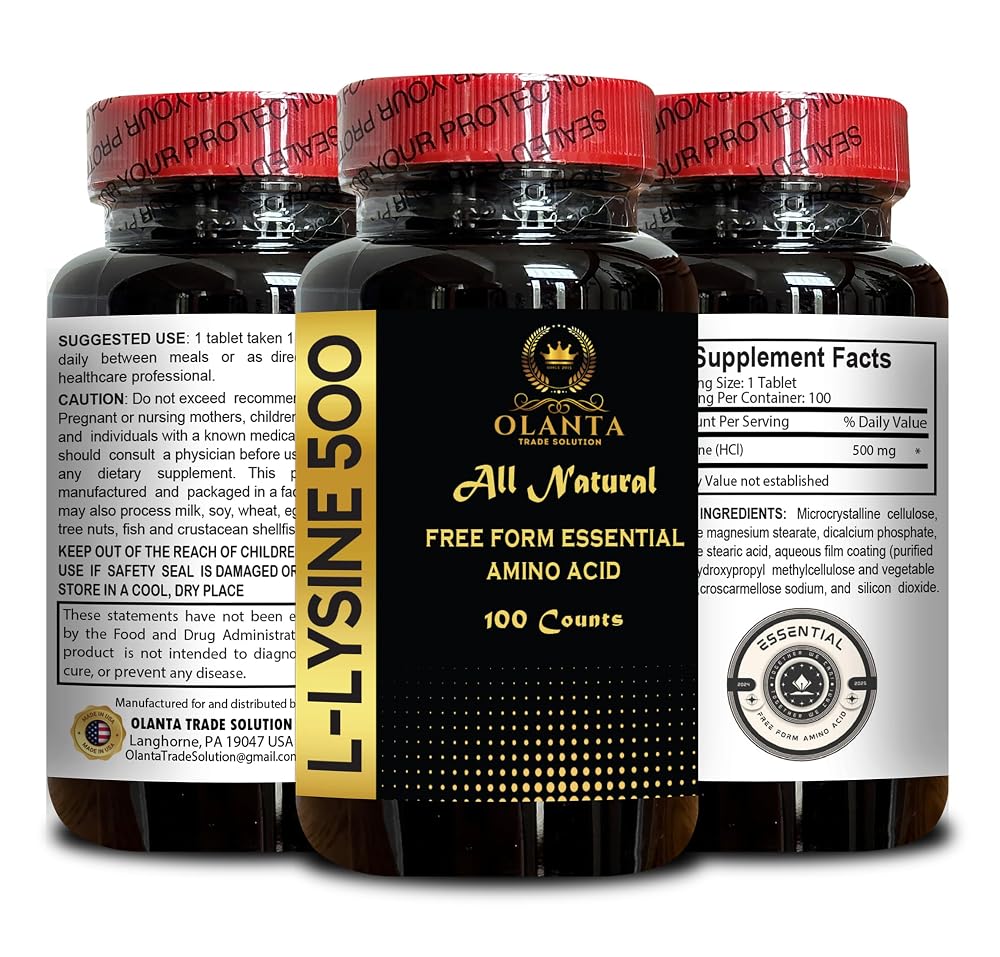 OLANTA L-Lysine 500mg Amino Acid Capsules - image 5