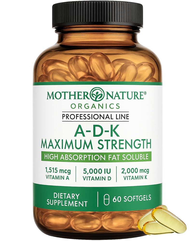 Mother Nature Organics ADK Vitamin D3 5000 IU - 60 Softgels