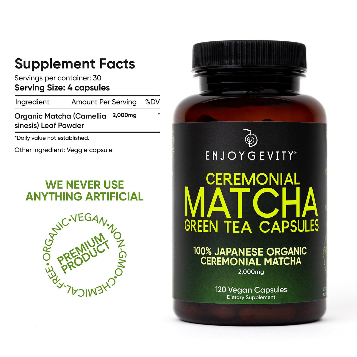 EnjoyGevity Organic Ceremonial Matcha Green Tea Capsules - 120 Capsules - image 5