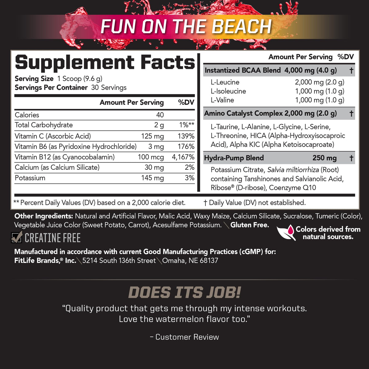 PMD Sports BCAA Stim-Free Fun On The Beach - 30 Servings