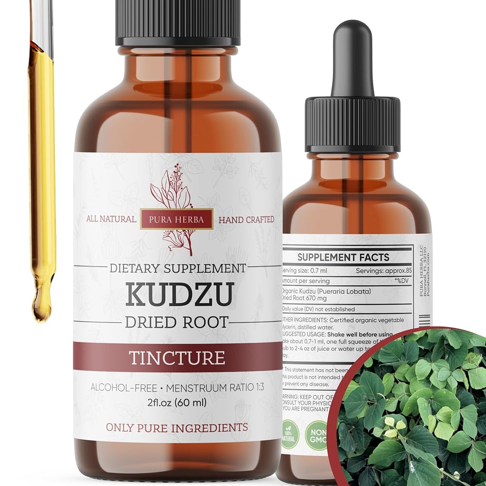 Pura Herba Organic Kudzu Root Extract Alcohol-Free - 2 Fl Oz