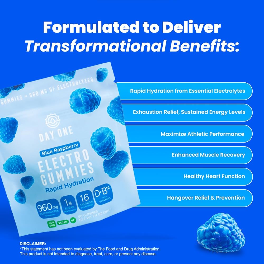 Day One Electrogummies - Electrolyte Gummies with 600mg of 6