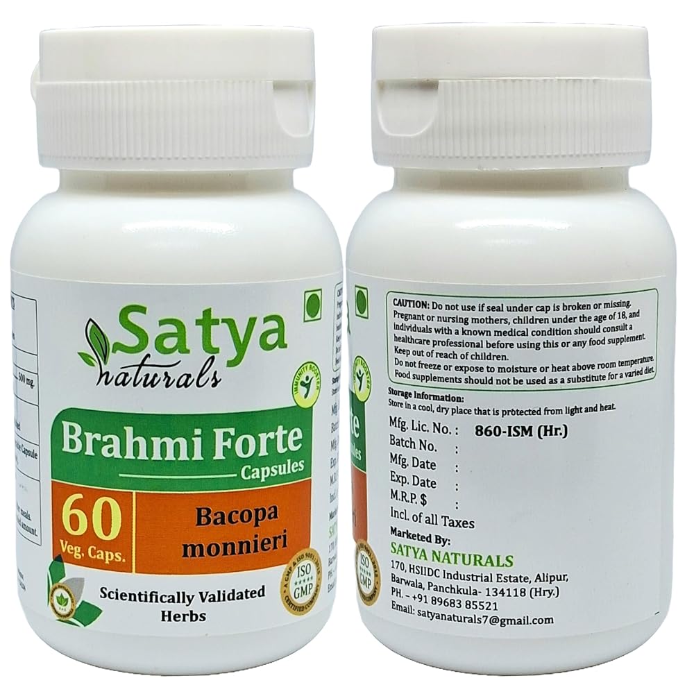 Satya Naturals Brahmi Forte Capsules 500 mg. 60 Veg. Capsule
