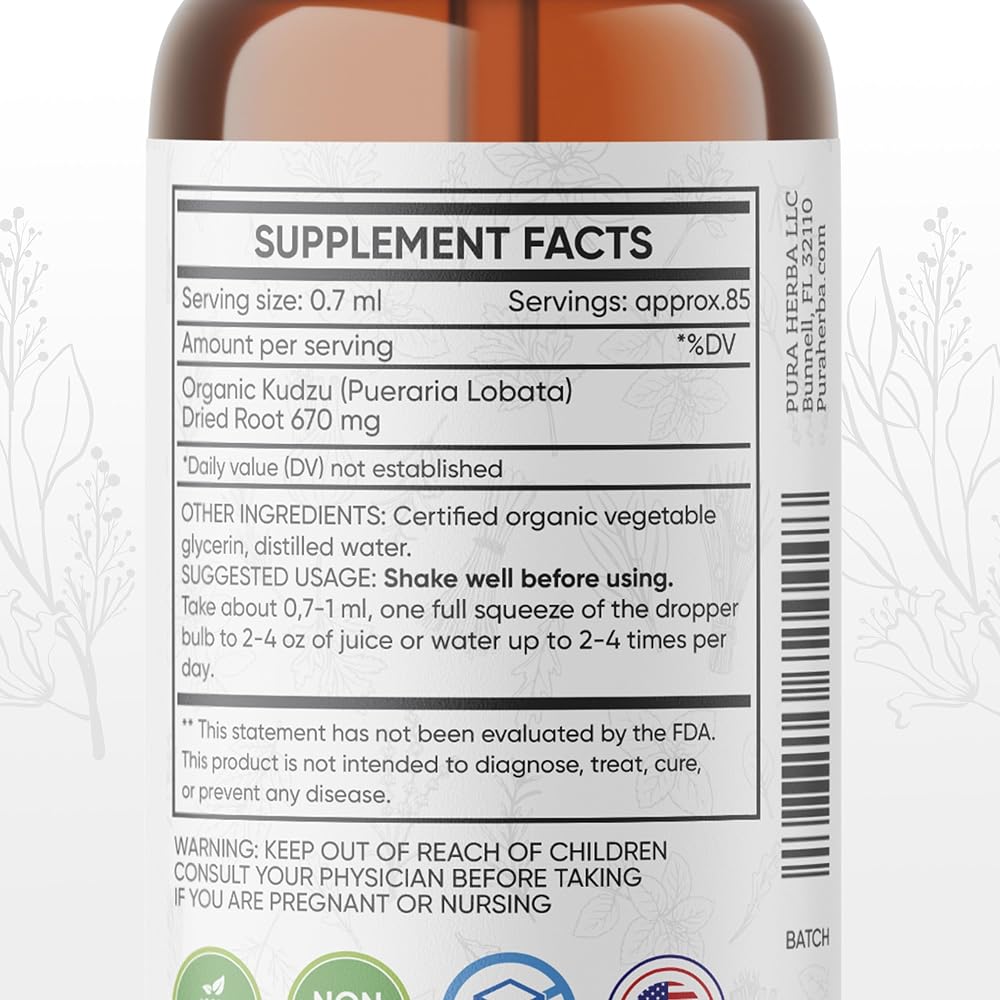 Pura Herba Organic Kudzu Root Extract Alcohol-Free - 2 Fl Oz - image 5