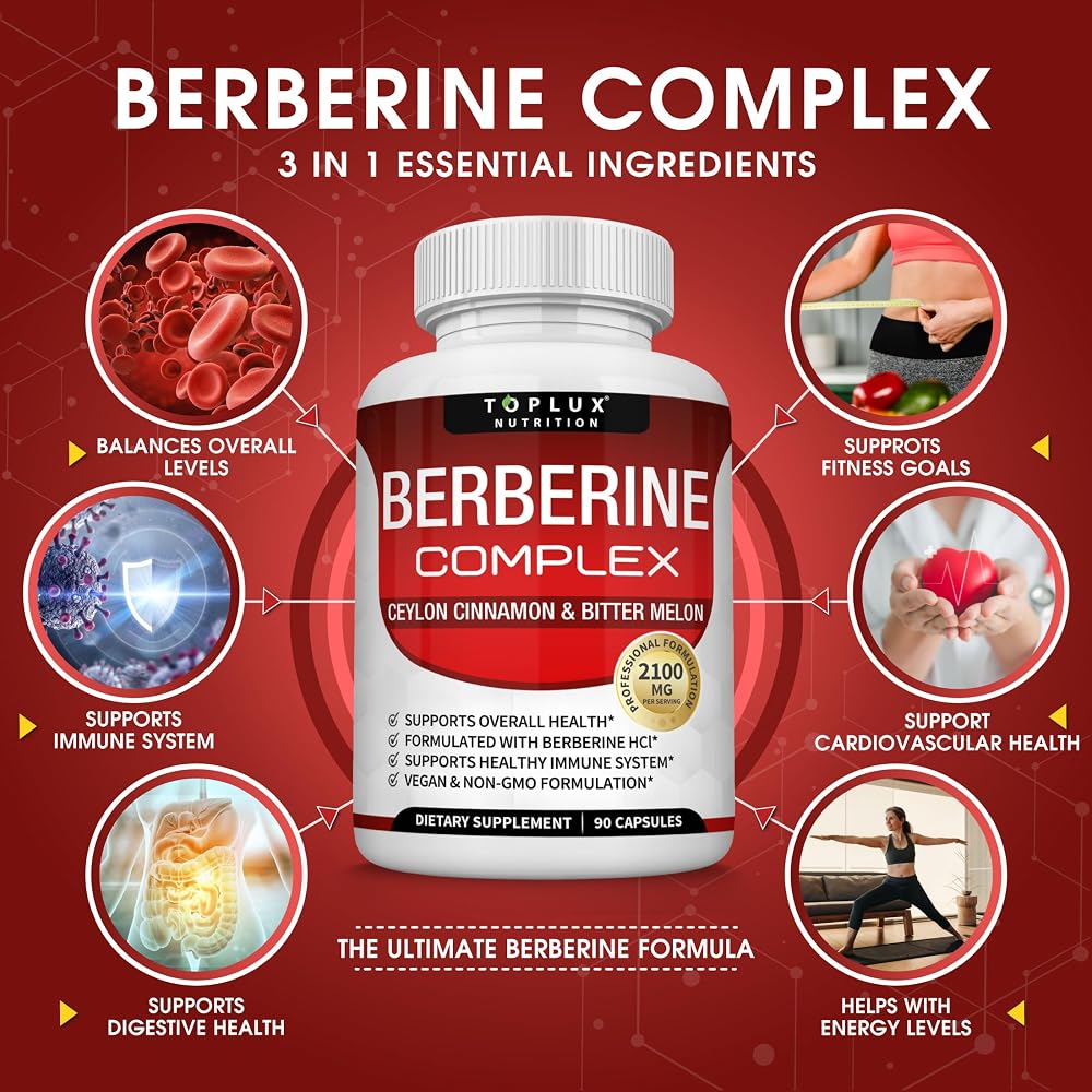 Toplux Berberine with Ceylon Cinnamon & Bitter Melon - 90 Capsules - image 2
