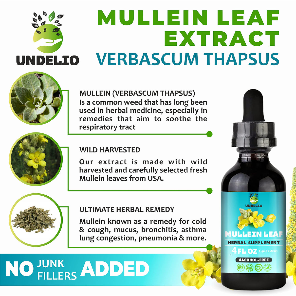 Undelio Herbal Mullein Leaf Extract Tincture - 4 fl. Oz - image 4