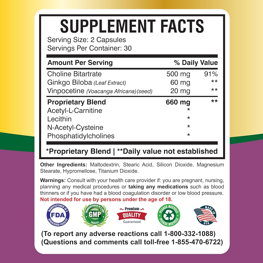 America Medic & Science Cavintona Vinpocetine 20mg Brain Support - 60 Capsules - image 6