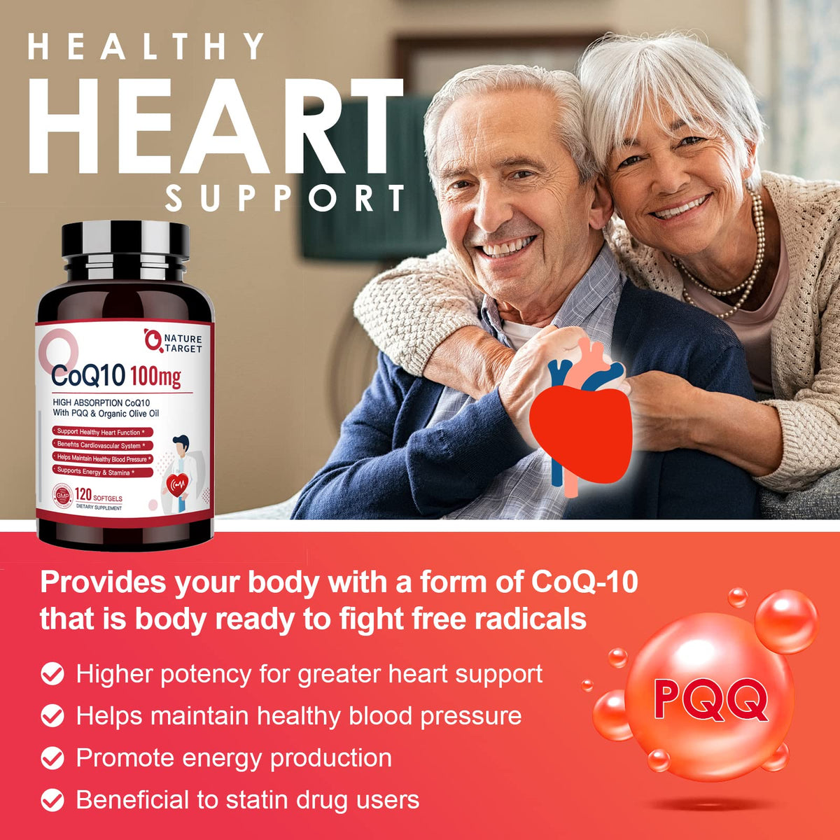 NATURE TARGET CoQ10 100mg with PQQ Softgels - 120 Servings - image 3