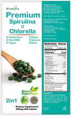 FEBICO Chlorella Spirulina 2 in 1 Tablets - 600 Count - image 2