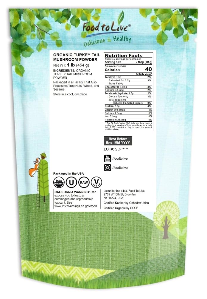 Food to Live Organic Turkey Tail Mushroom Powder