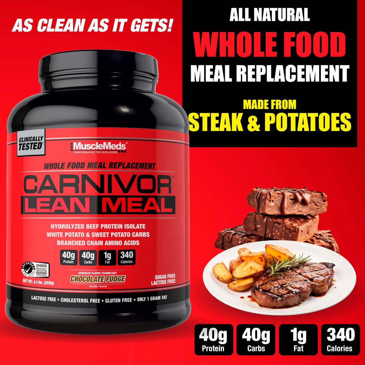MuscleMeds CARNIVOR Lean Meal Replacement Shake, Beef Protein - 20 Servings - image 3