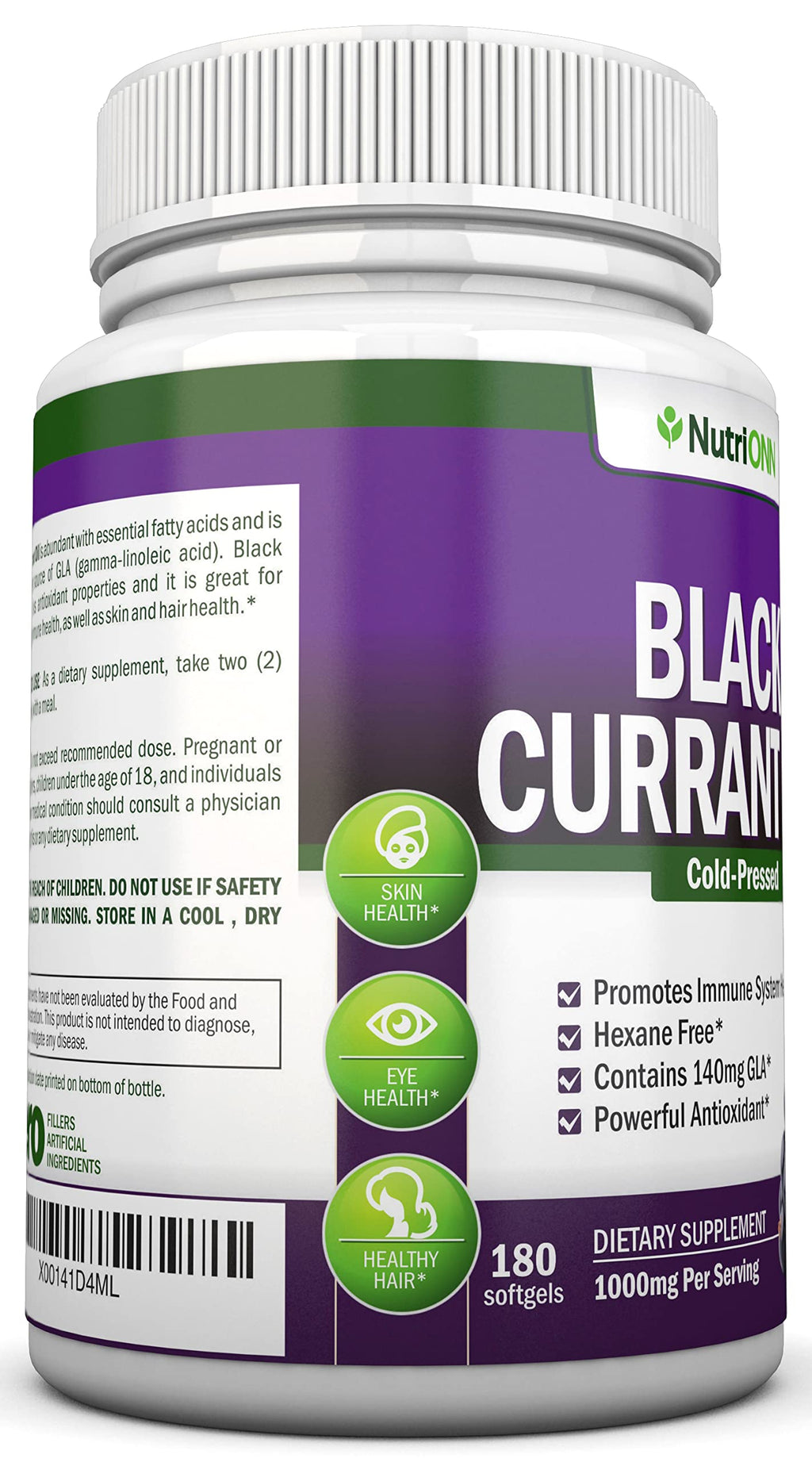 NutriONN Black Currant Oil 1000 mg - 180 Softgels - image 4