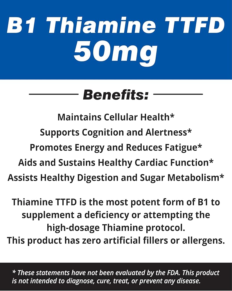 The One Pill Integrative Healing Vitamin B1 Thiamine TTFD 50mg - 250 Capsules - image 4