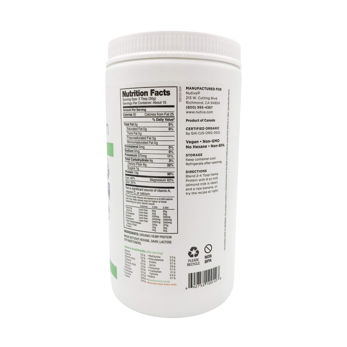 Nutiva Organic Hemp Protein Powder - 16 Fl Oz - image 4