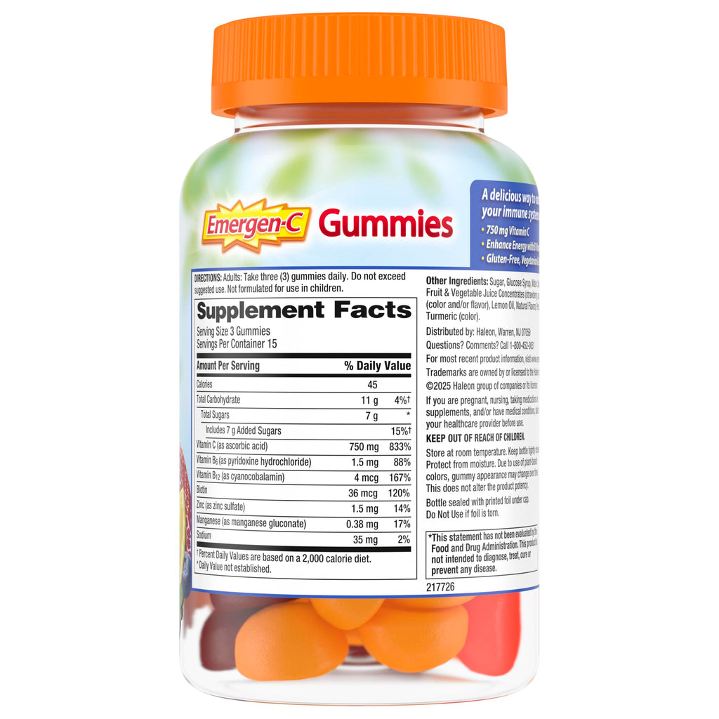 Emergen-C Vitamin C 750mg Immune Support Gummies - 45 Gummies - image 10
