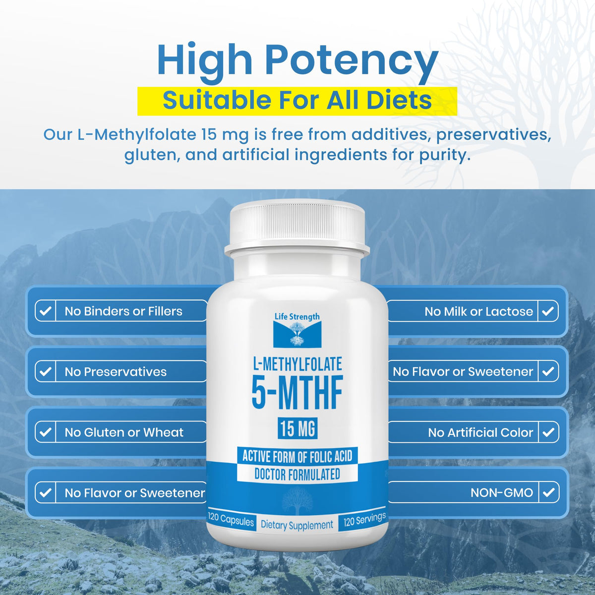 LifeStrength L-Methylfolate 15 mg Supplement - 120 Capsules - image 4