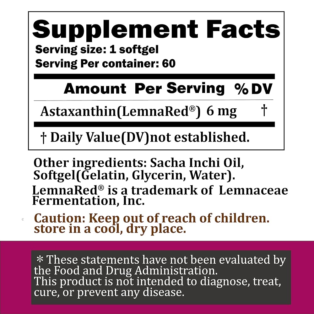 LemnaRed Astaxanthin 6mg Free-Form Softgel - 60 Softgels - image 4