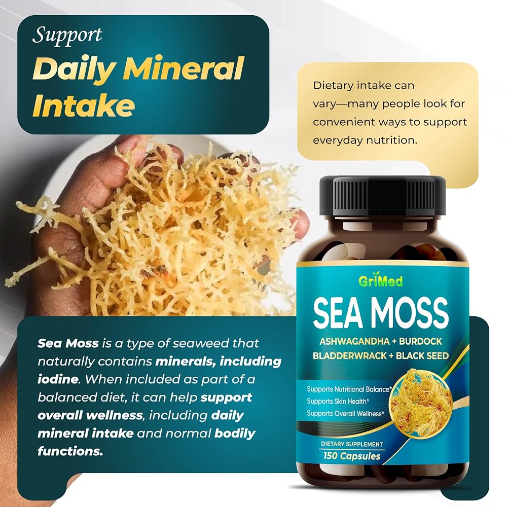 GriMed Sea Moss Complex 9-in-1 with Bladderwrack - 150 Capsules - image 3