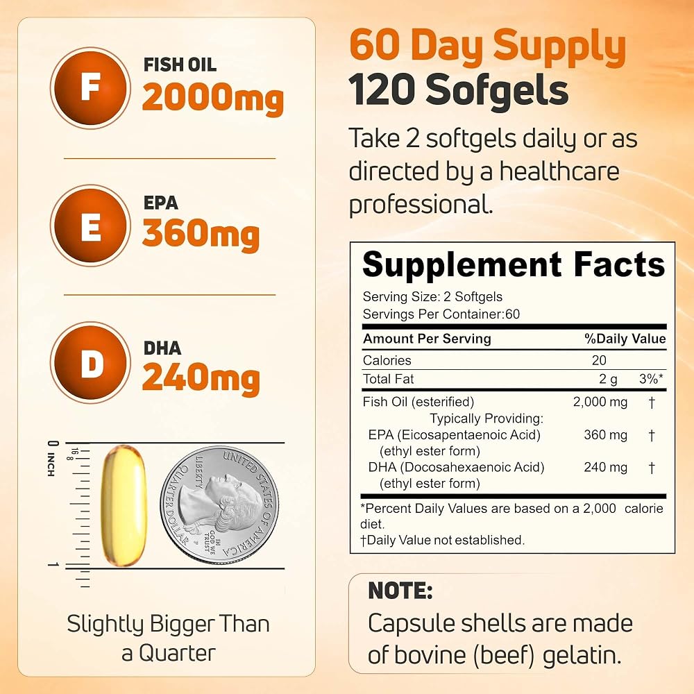 NUELATION Omega-3 Fish Oil 2000mg Heart & Brain Support - 120 Softgels - image 3