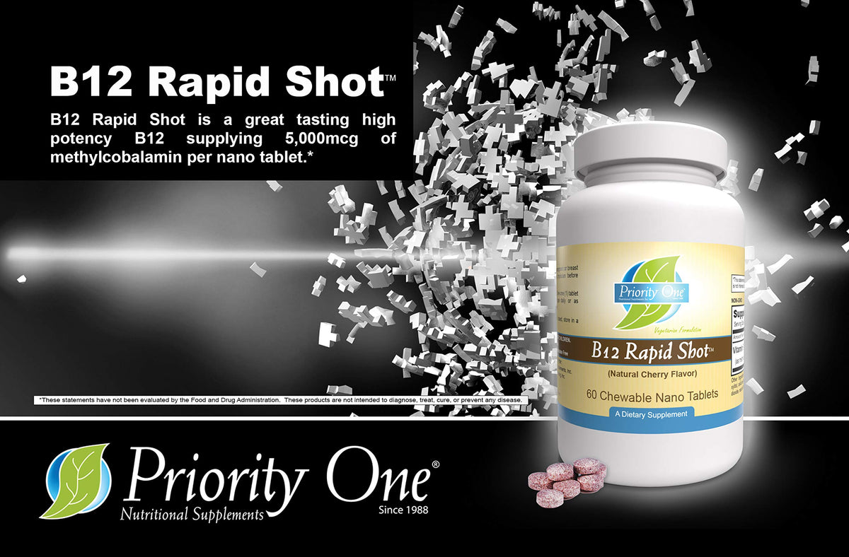 Priority One Vitamins B12 Rapid Shot Methylcobalamin 5000mcg - 60 Tablets - image 5