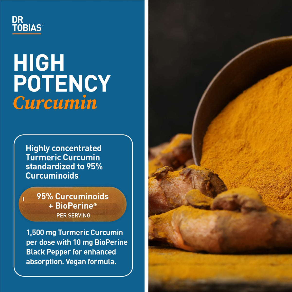 Dr. Tobias Turmeric Curcumin 1500 mg with BioPerine - 120 Capsules - image 3