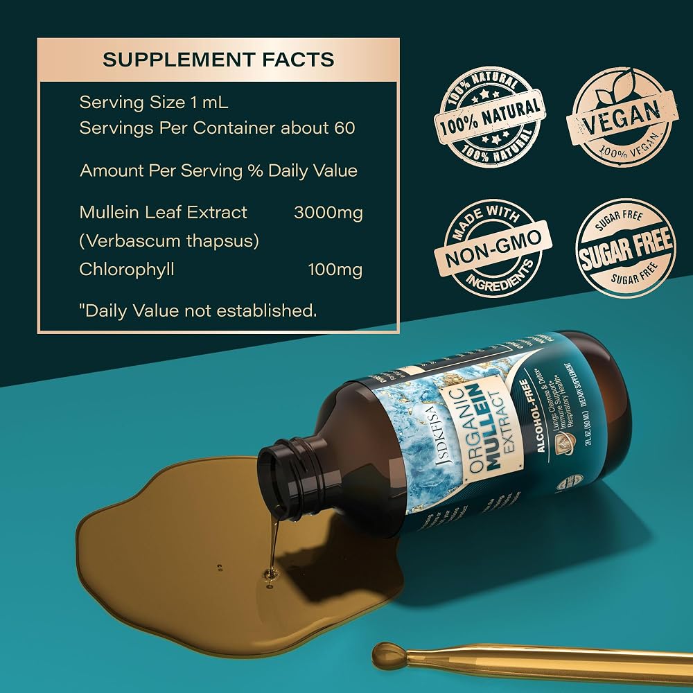 JSDKFJSA Mullein Leaf Extract Drops for Lungs - 4 fl oz - image 3