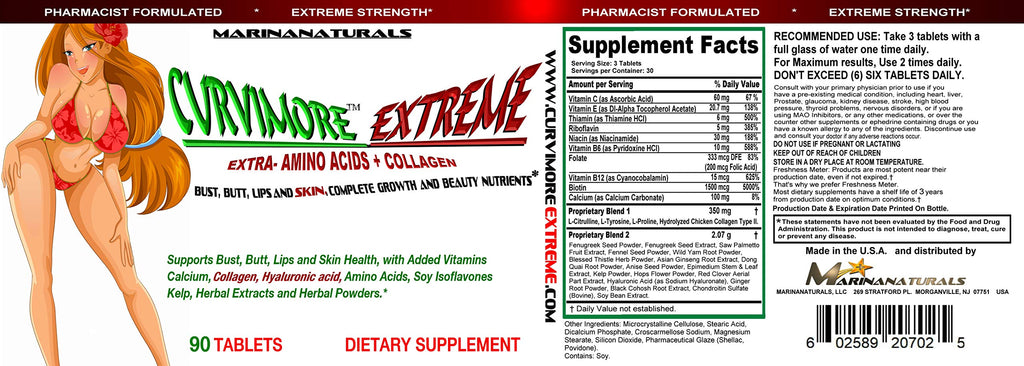 EXTREMELY NATURALS CURVIMORE Extreme Breast & Butt Enhancement - 90 Tablets - image 5