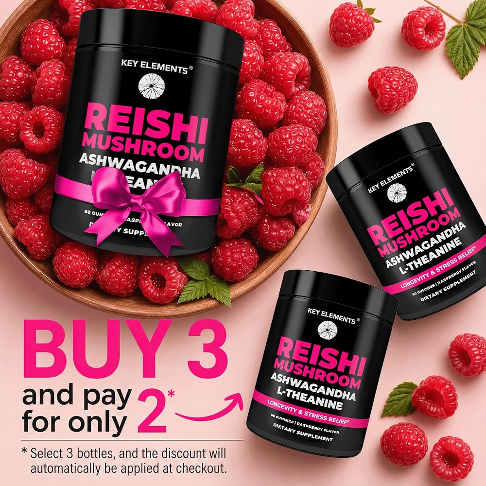KEY ELEMENTS Reishi Mushroom Gummies with L-Theanine & Ashwagandha - 60 Count - image 2