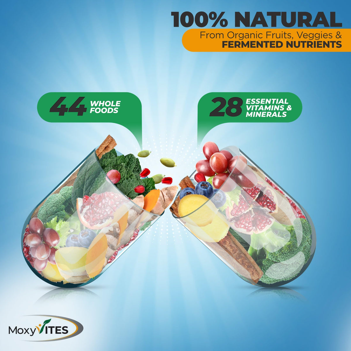 MoxyVites Methylated Mens Multivitamin with 44 Whole Foods - 90 Capsules - image 5