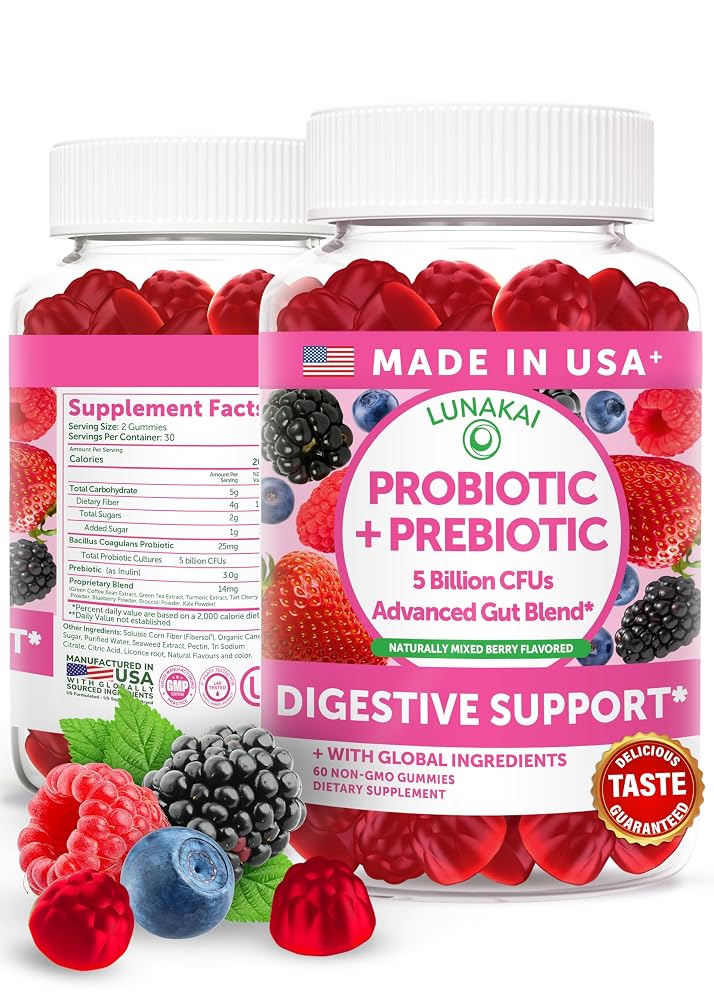 Lunakai Probiotic Gummies for Digestive Health - 5 Billion CFUs