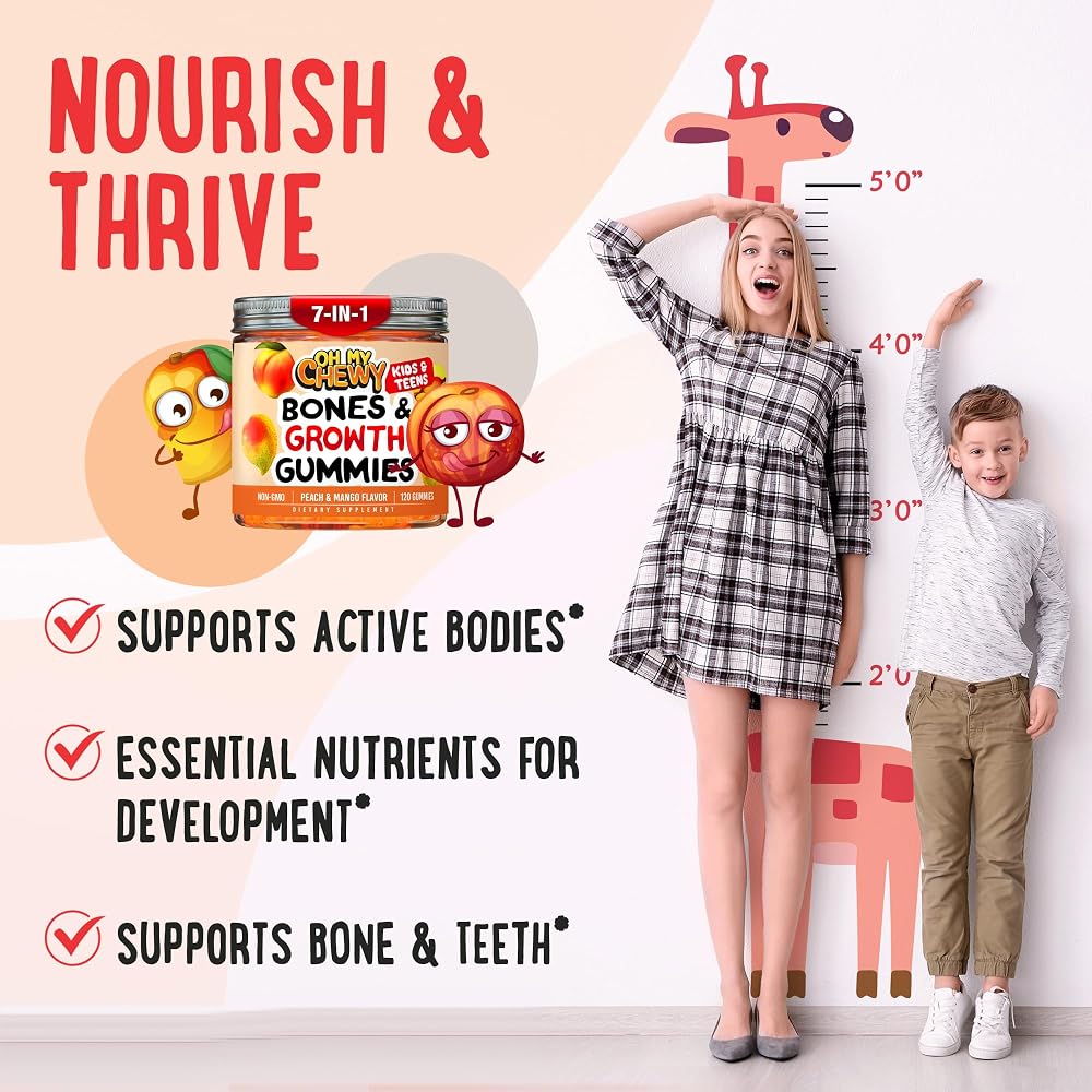 OH MY CHEWY Height Growth Vitamin Gummies for Kids & Teens - 60 Gummies - image 3