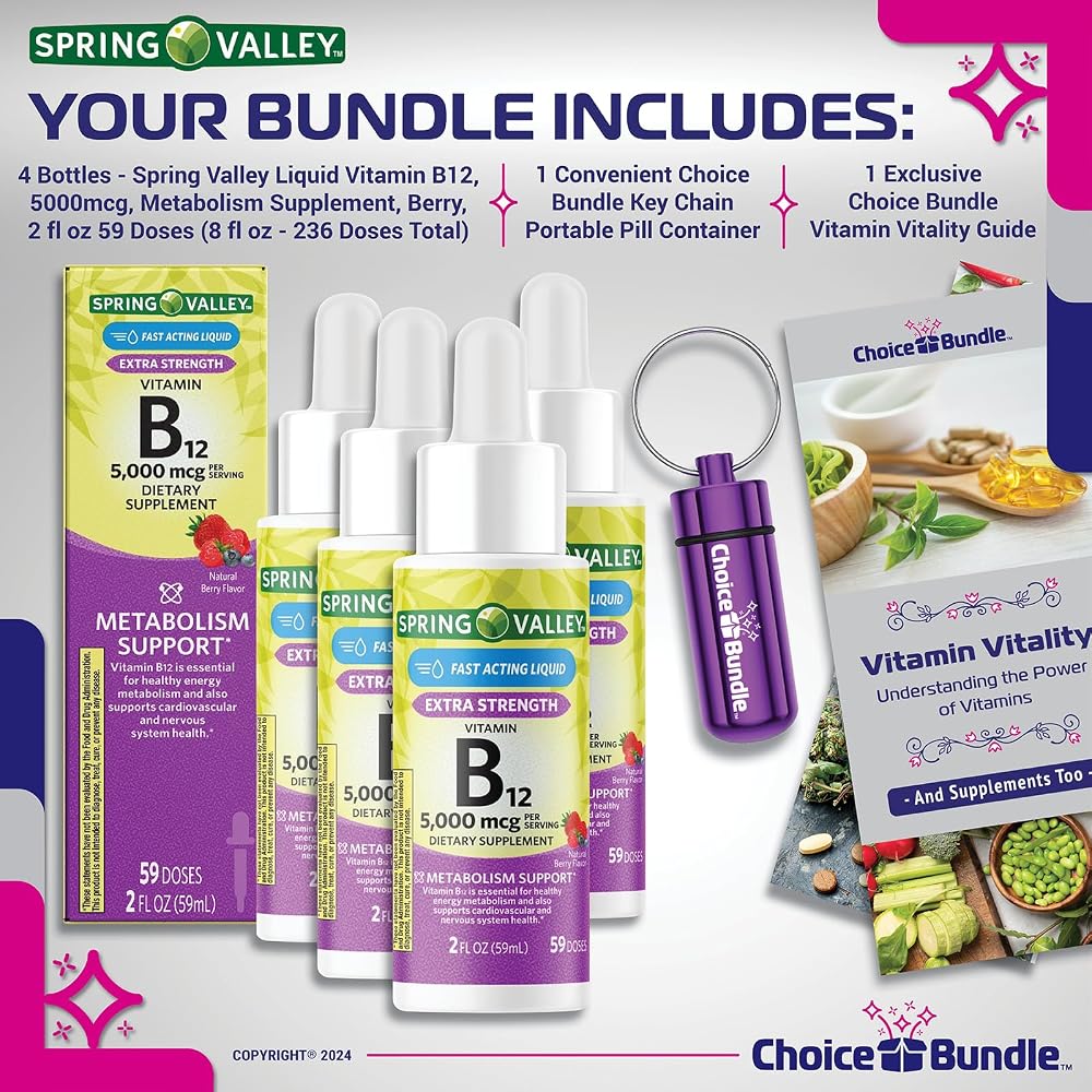 Choice Bundle Spring Valley Liquid Vitamin B12 5000 mcg - 8 fl oz - image 2