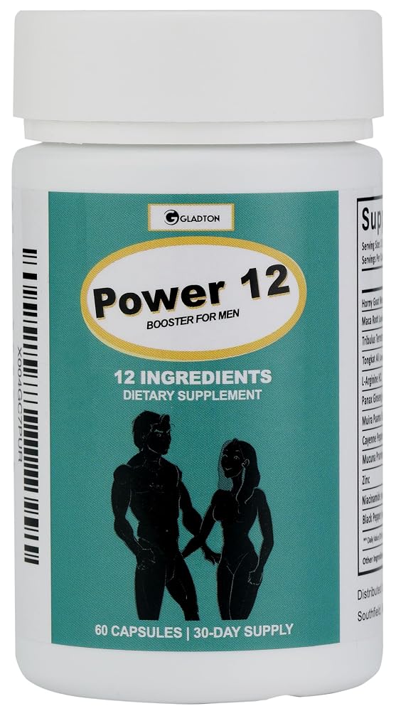 GLADTON Power 12 Men's Stamina & Energy Supplement - 60 Capsules