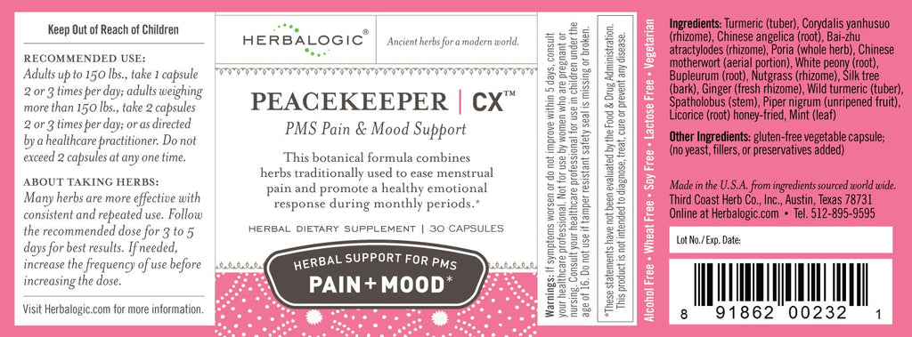 Herbalogic Peacekeeper CX Herb Capsules for PMS - 30 Capsules - image 2