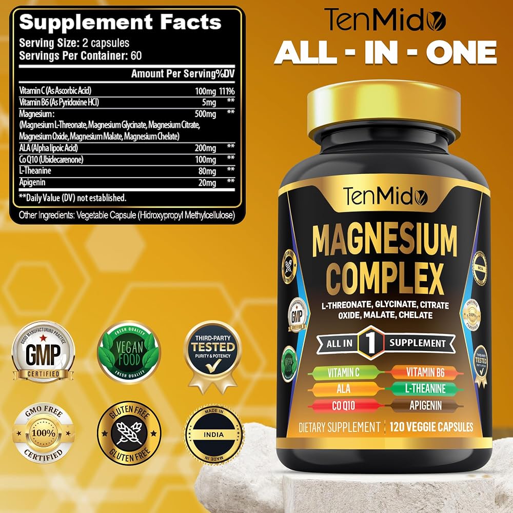 Tenmido Magnesium Complex Supplement - 120 Capsules - image 2