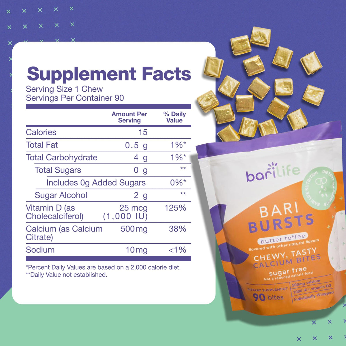 Bari Life Calcium Citrate Bariatric Calcium Chews with 1000 IU Vitamin D3