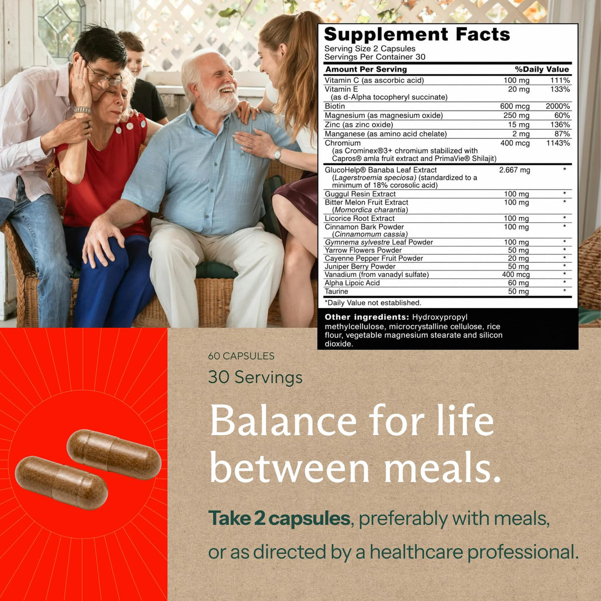 Sunergetic Blood Sugar Support Supplement - 60 Capsules - image 3