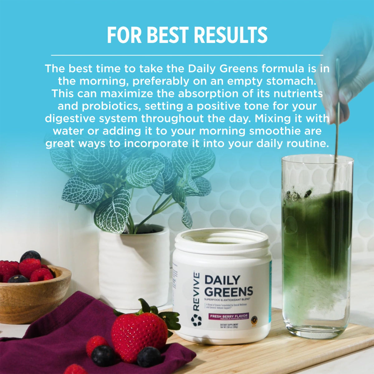 Revive MD Super Greens Powder Mix - Smoothie & Juice Mix with Green