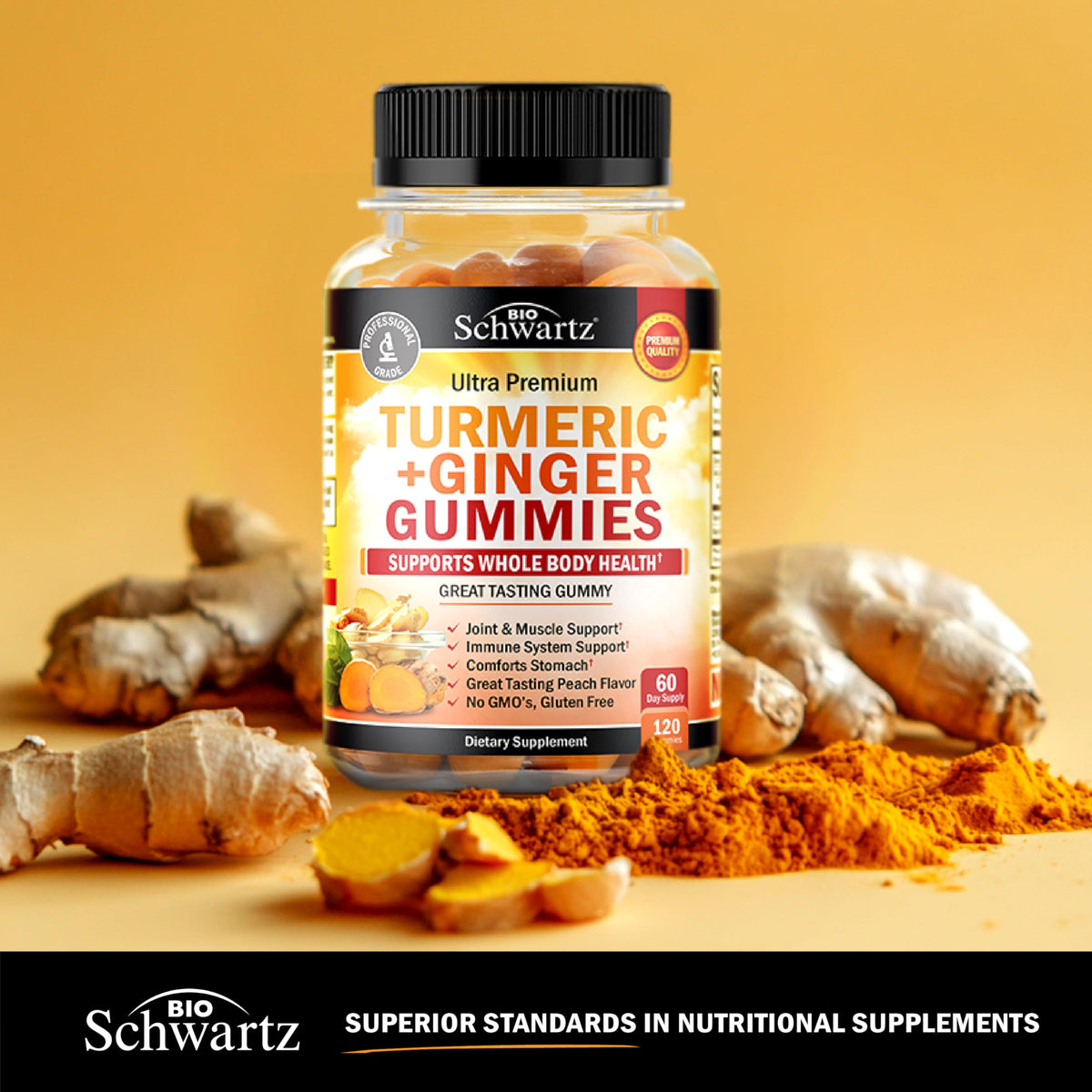 BioSchwartz Turmeric Curcumin with Ginger Gummies - 120 Count - image 4