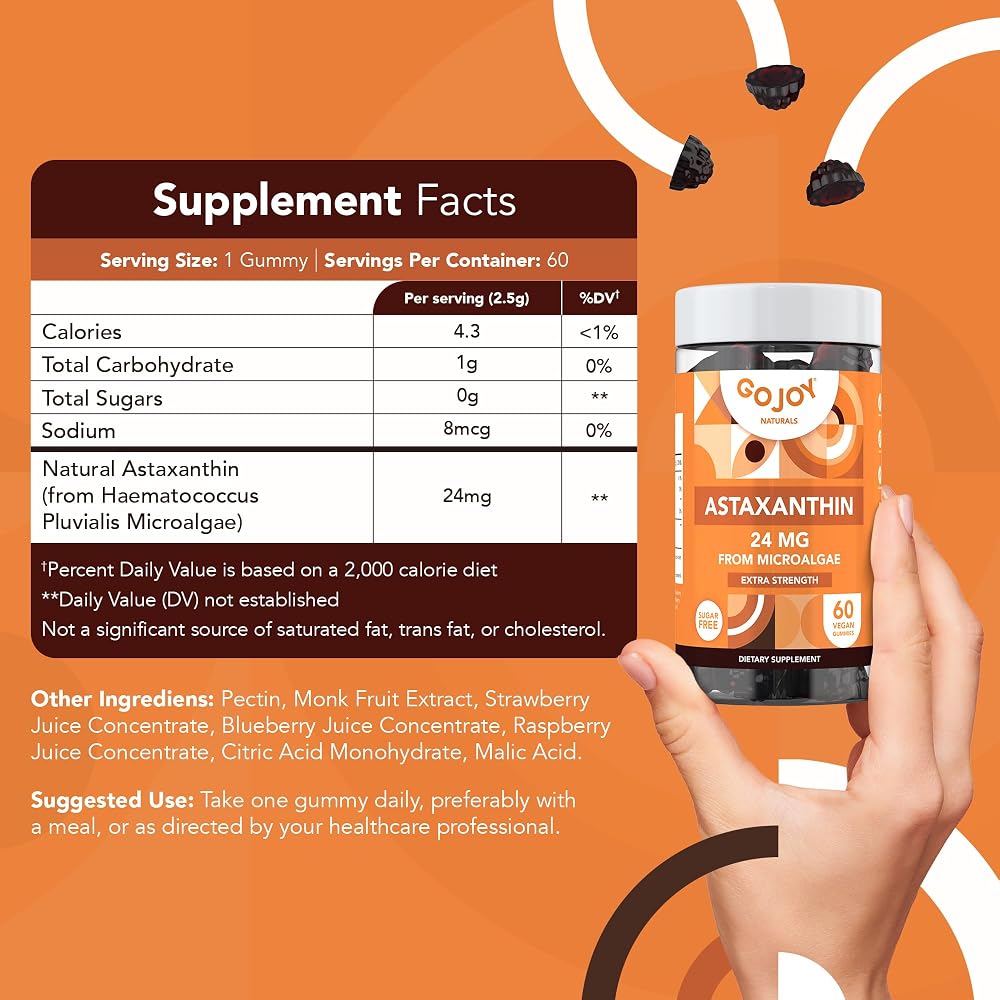 GOJOY NATURALS Astaxanthin 24mg Gummies Antioxidant - 60 Gummies - image 4