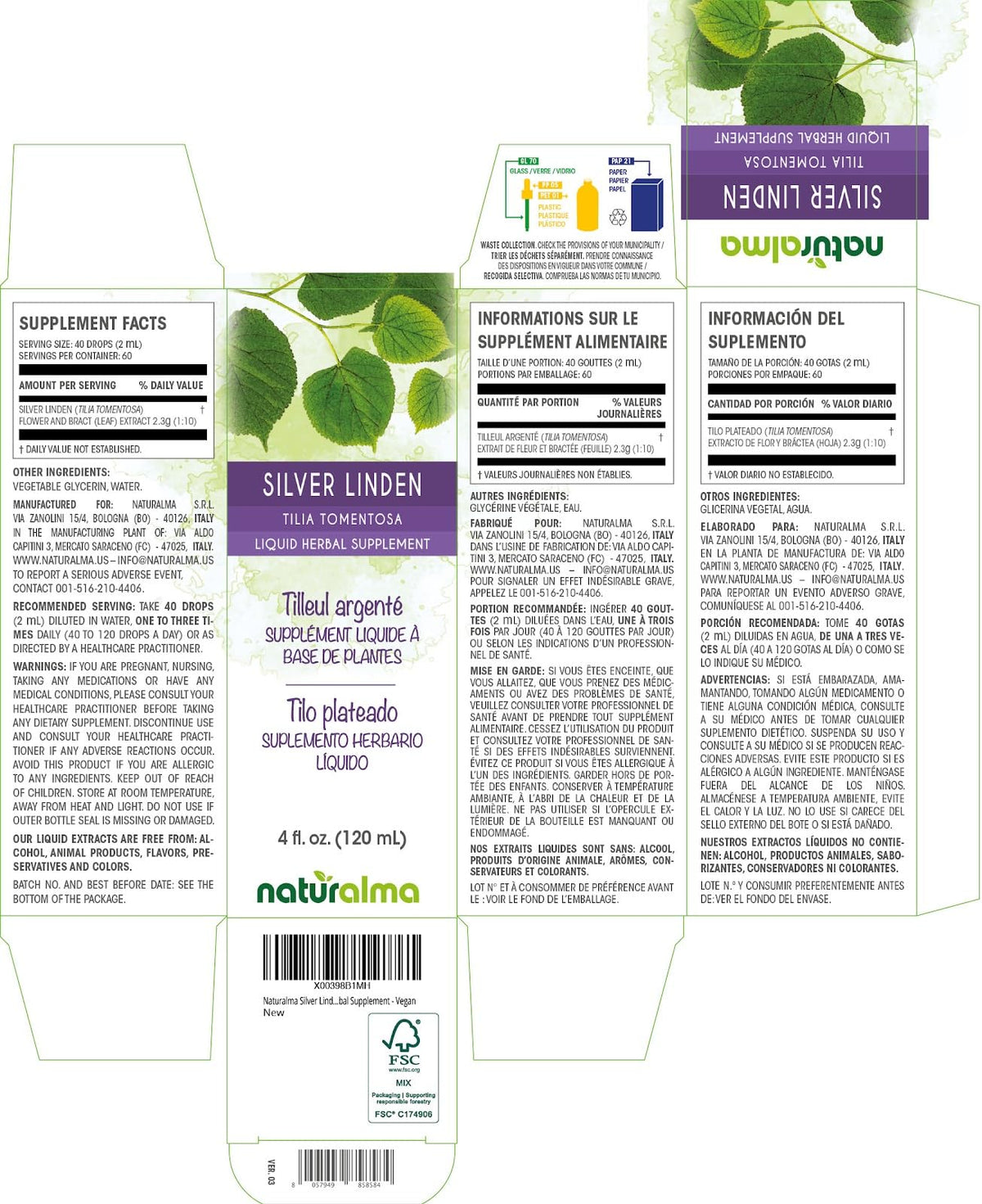 Naturalma Silver Linden Flower Herbal Tincture - 4 fl oz - image 2